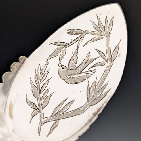 19世紀後半 英国アンティーク 白蝶貝ハンドル シルバープレート製 デザートサービングセット ケース入